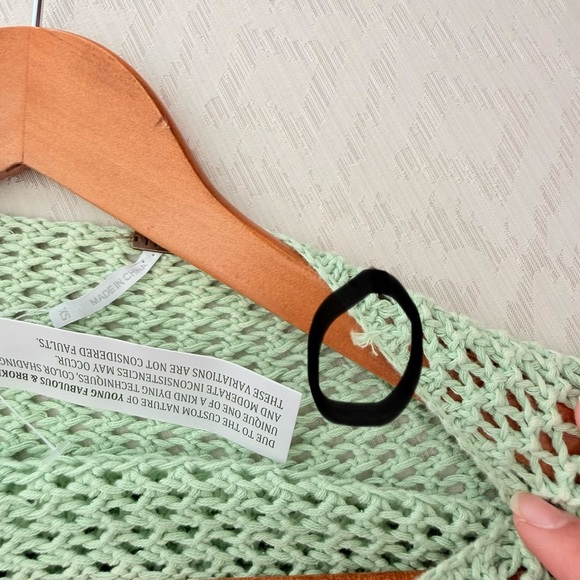 New Young Fabulous & Broke Santorini Green Crochet Maxi Dress Beach Cover Up XS - Picture 9 of 9